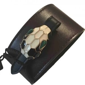 BVLGARI Serpenti Cuff Bracelet Leather Snake Head